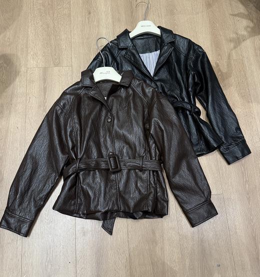 【门店同款】ENJOY秋季“浮光织影”翻领系腰带皮衣 165802722 商品图0