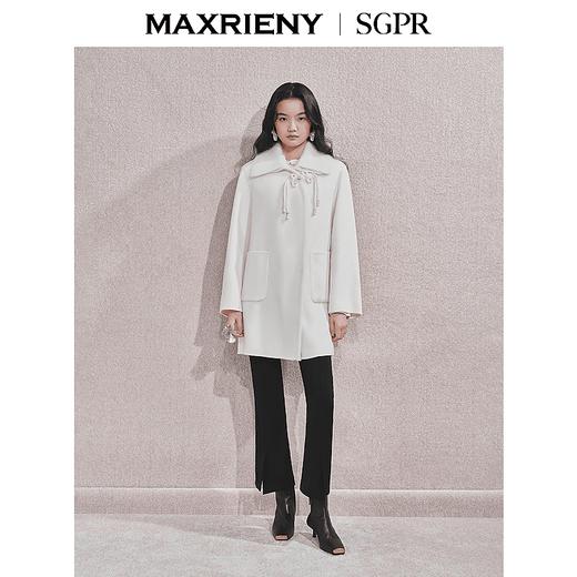 MAXRIENY【商场同款】贵雅新中式绵羊毛大衣女24新款盘扣毛呢外套(货号:MS85CT509) 商品图0