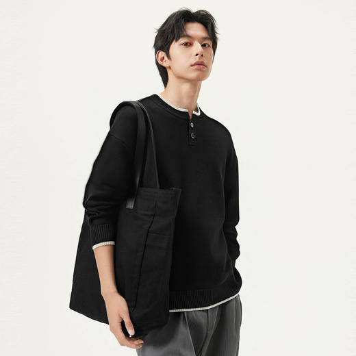 gxg.jeans男装 多色假两件宽松基础亨利领毛衣线衫男 25秋热卖 商品图3
