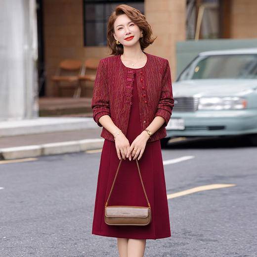 FW 966289平时可穿妈妈连衣裙秋装两件套 商品图0