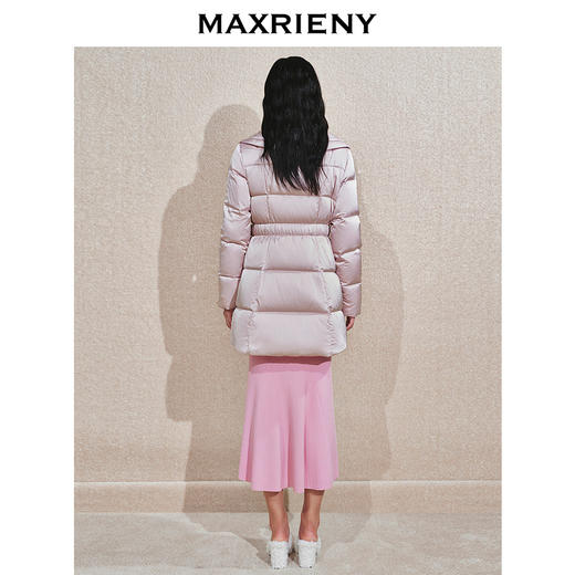 MAXRIENY复古优雅感羽绒服女中长款24冬新款系带收腰烫钻保暖外套(货号:MS85DC762) 商品图3