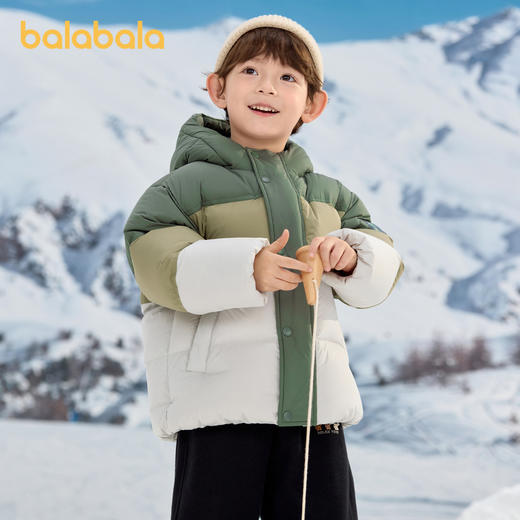 巴拉巴拉童装儿童羽绒服男童冬装撞色连帽外套上衣舒适户外时尚潮 商品图0