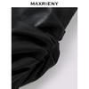MAXRIENY黑色h型开叉包臀裙25秋款不对称小众设计压褶PU皮半裙(货号:MF86SK509) 商品缩略图2