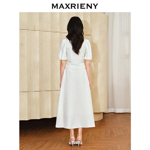 MAXRIENY复古小香风泡泡袖衬衫2025春季新品花纱方领上衣修身显瘦(货号:MS85TP010) 商品图3