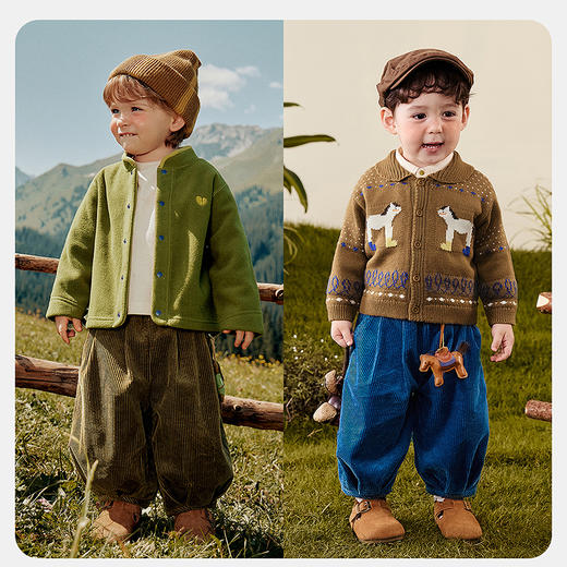 迷你巴拉男童裤子2025秋新品纯棉宝宝复古宽松儿童联名长裤 商品图2