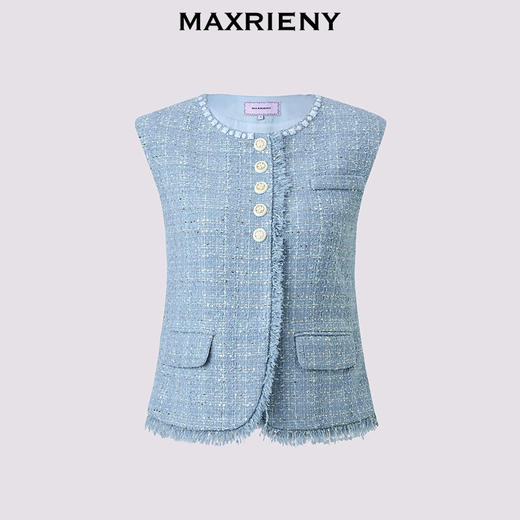 MAXRIENY小香风粗花呢马夹背心25春季新款高级气质感欧若智性风(货号:MS85VE752) 商品图4