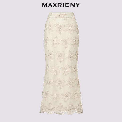 【宫廷巴洛克-商场同款】MAXRIENY复古浪漫感丝绒刺绣鱼尾半裙(货号:MC85SK504) 商品图4