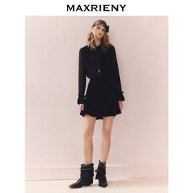 MAXRIENY法式慵懒感穿搭雪纺衬衫女25秋款H型系带蝴蝶结宽松上衣(货号:MF86TP508)