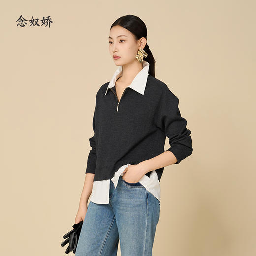 【商场同款】CNQ5901 “ 叠穿假两件 ” 假两件针织给你一步 到位的精致 商品图0