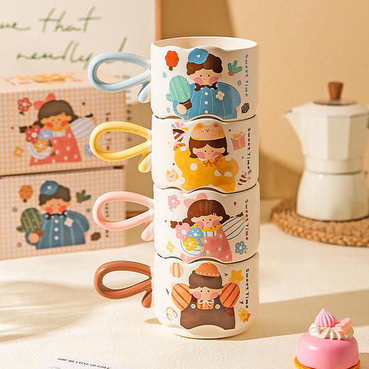 摩登主妇马克杯家用喝水杯陶瓷杯高颜值早餐杯情侣咖啡杯叠叠杯子 商品图0