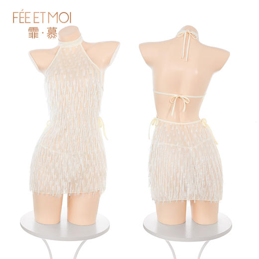 【情趣内衣】霏慕 蜜粉星穗侧开衩系带裙6533 商品图11