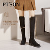 百田森PYQ2C822靴子爆款绒面黑色长筒靴洋气袜靴弹力靴 商品缩略图3