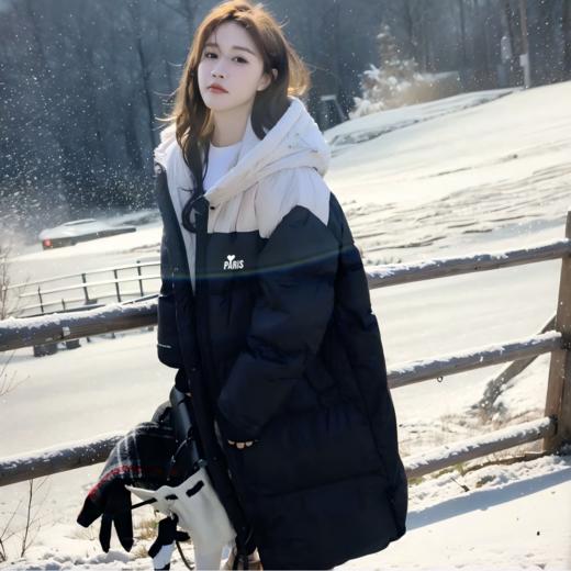严选 | 圣捷罗拼色保暖中长款羽绒服 高克重充绒 商品图1