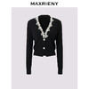 MAXRIENY法式复古v领针织外套蕾丝拼接25秋款收腰修身长袖上衣女(货号:MF86JA518) 商品缩略图0