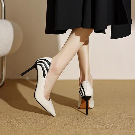 【预售5天】欧美性感尖头气质高跟鞋女新款小众牛皮浅口细跟单鞋女ZF&25015 商品图2