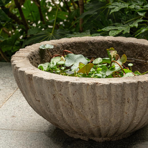 清	石雕瓜棱形赏盆 商品图2