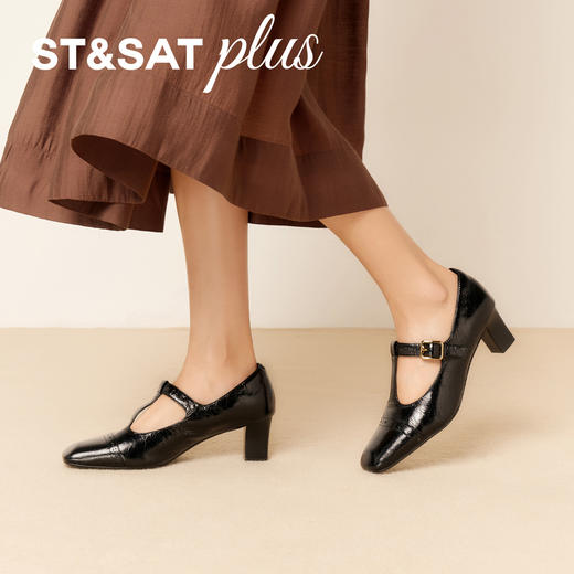 星期六精致布洛克镂空粗跟玛丽珍SSD3111062 商品图1