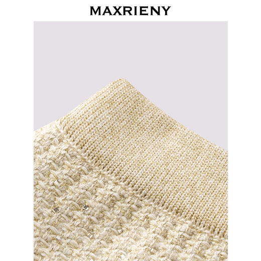 MAXRIENY鎏金小香半裙25秋款烫钻花纱包臀裙小香风气质羊毛短裙(货号:MF86SK501) 商品图1