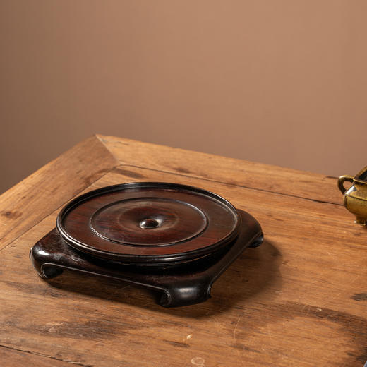 清	红木整挖天圆地方器座 商品图4