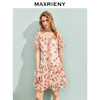 MAXRIENY【商场同款】2025秋季新品优雅度假风波浪边绑带A字雪纺裙(货号:MF86DR261) 商品缩略图2
