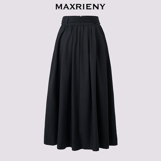 MAXRIENY极简高知穿搭梭织半裙25秋款复古赫本抽褶大伞裙通勤裙子(货号:MF86SK502) 商品图4