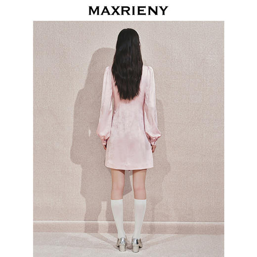 【贵雅日常-商场同款】MAXRIENY中式温柔不对称抽褶提花连衣裙(货号:MC85DR533) 商品图3