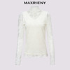 MAXRIENY【新年红系列】蕾丝雪纺衫气质修身显瘦高领上衣打底衫女(货号:MS85TP516) 商品缩略图4