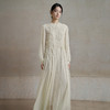 【林栖设计小店】纯白系列绵羊蕾丝连衣裙拼桑蚕丝优雅花边肌理感2025秋冬新款长裙女1954036 商品缩略图2