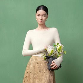 【林栖设计小店】金风玉露纯白系列无缝绵羊毛衣修身2025秋冬新款打底毛织上衣女1954044