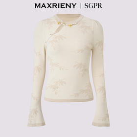 MAXRIENY雪竹衫贵雅新中式套头针织衫女24秋修身显瘦中式盘扣上衣(货号:MS85SW515)