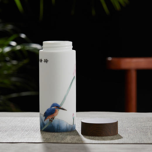 荷塘清趣双层肤感陶瓷保温杯 商品图2