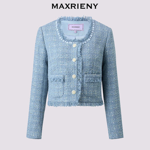 MAXRIENY千金小香风粗花呢短外套女2025春季新款高级气质感女装(货号:MS85JA784) 商品图4