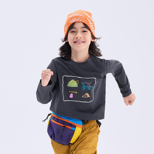 【代发】绿标手绘涂鸦长袖T儿童秋季长袖上衣纯色款SUNNYWHITEGreen 商品图2