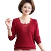 W106-6121-60-108妈妈秋装2025新款蕾丝上衣洋气中老年毛衣女春秋内搭打底小衫 商品缩略图4