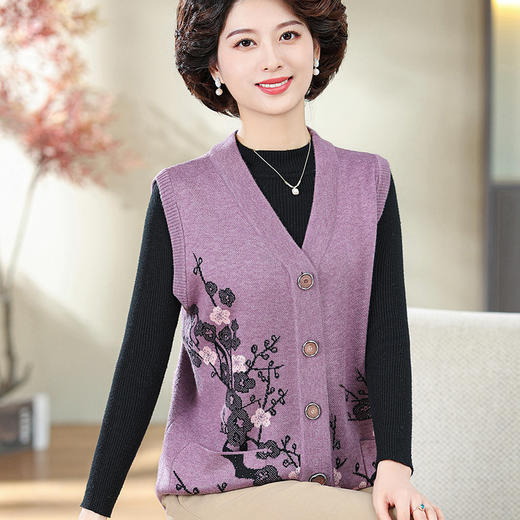 W106-9182-60-108春秋马甲中老年人女妈妈背心衣服太太春装马夹薄款加大码 商品图2