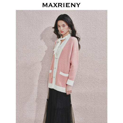 MAXRIENY复古浪漫慵懒感2025秋冬新款宽松毛衣针织开衫百搭外套(货号:MF85JA757) 商品图2