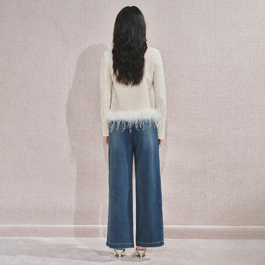 MAXRIENY精致日常感高腰显瘦复古盘扣牛仔长裤女2024秋冬新款 商品图3