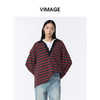 VIMAGE纬漫纪宽松撞色条纹上衣女美式复古polo领T恤2025秋季新款小上衣V2413104 商品缩略图3