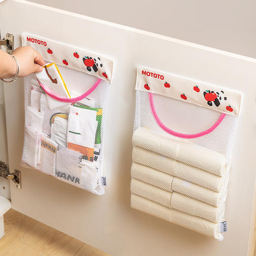 摩登主妇垃圾袋收纳神器壁挂式厨房柜门大容量塑料购物袋储物网兜 商品图0