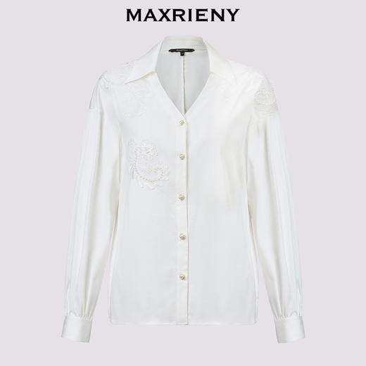 MAXRIENY【宫廷巴洛克-商场同款】复古衬衫华丽花朵刺绣珍珠衬衫(货号:MC85TP547) 商品图4