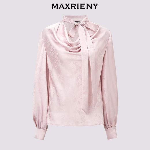 MAXRIENY【贵雅日常-商场同款】MAXRIENY中式温柔风蝴蝶结提花衬衫(货号:MC85TP532) 商品图4