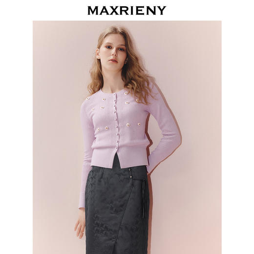 MAXRIENY法式优雅穿搭立体化套头羊毛针织开衫25秋款修身收腰上衣(货号:MF86SW509) 商品图2