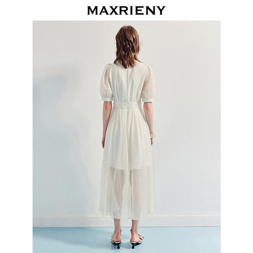 MAXRIENY25年夏季新款白色初恋连衣裙法式优雅中长款订婚(货号:MF86DR008) 商品图3