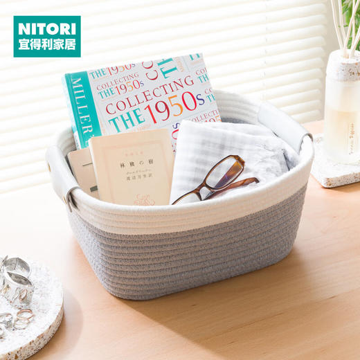  家用脏衣玩具零食桌面收纳篮分格绳编收纳篮 商品图0