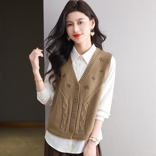 坎肩绣花马夹上衣外搭马甲，针织背心毛衣外套开衫CC-13-98001 商品图2