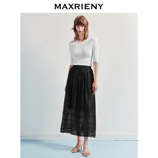 MAXRIENY精致简约感25夏款钉珠套头毛针织衫七分袖收腰显瘦上衣女(货号:MF86SW004) 商品图1