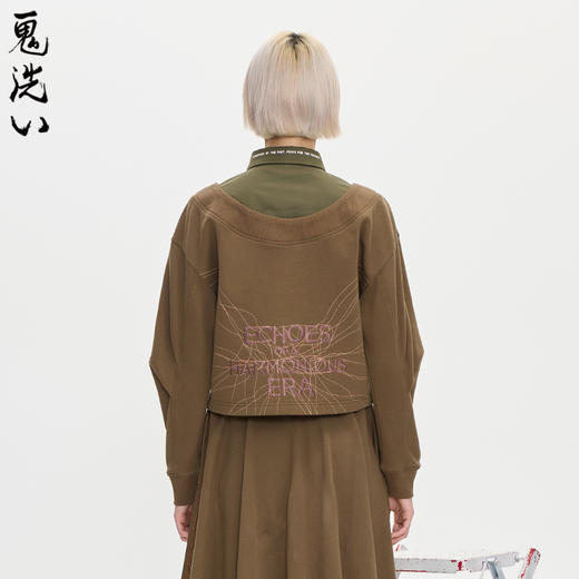 ONIARAI/鬼洗25秋冬黑标石器时代假双层宽松半截衬衫卫衣 A240017 商品图2