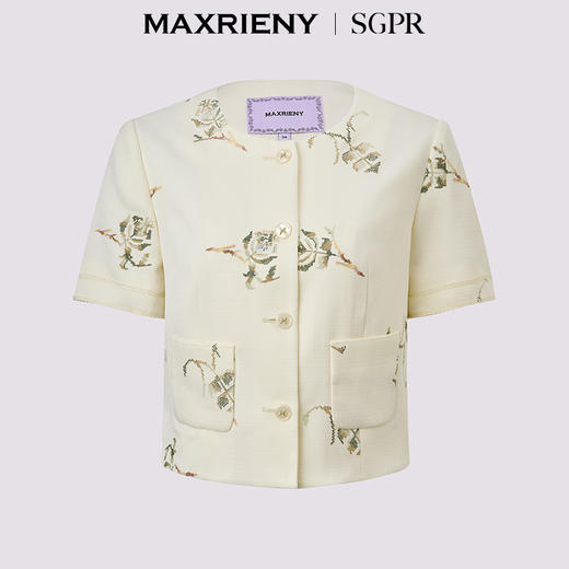 【商场同款】MAXRIENY精致日常刺绣外套25夏修身外搭开衫淡人穿搭(货号:MU86JA001) 商品图4