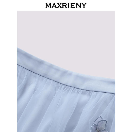 MAXRIENY25年夏季新款宫廷花仙子半裙立体花朵网纱裙晨雾蓝高腰(货号:MF86SK006) 商品图2