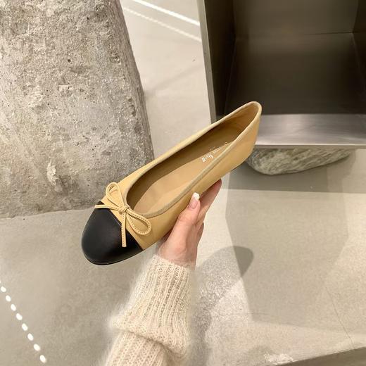 复古小羊皮（内衬含有羊皮）平底鞋--小香风浅口湖蝶结 商品图5